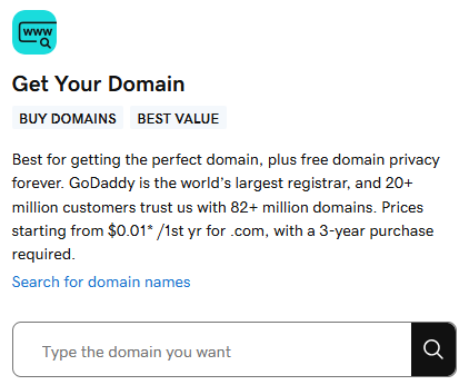 GoDaddy domain registration — world’s largest registrar with over 82 million domains managed