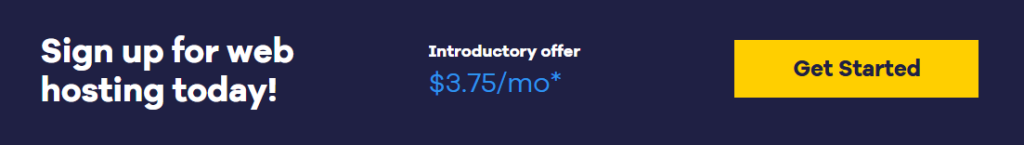 HostGator web hosting sign-up banner — introductory offer starting at $3.75 per month