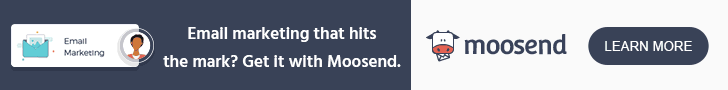 Moosend email marketing platform banner promoting precision-driven email campaigns – "Email marketing that hits the mark? Get it with Moosend.