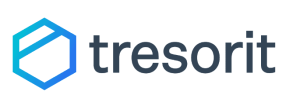 Tresorit logo – a blue hexagon icon with an angular white line inside, followed by the word "tresorit" in dark gray lowercase letters.