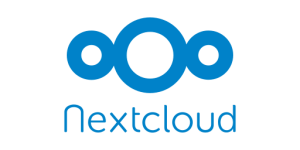 Nextcloud logo featuring three connected blue circles above the word “Nextcloud” in lowercase blue text.