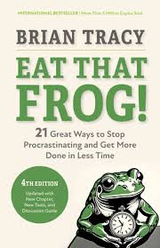 Book cover of Eat That Frog by Brian Tracy — strategies to overcome procrastination