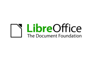 LibreOffice logo featuring a white document icon and green LibreOffice text on a transparent background.