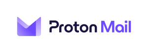 Proton Mail logo featuring a purple gradient envelope icon followed by the words ‘Proton Mail’ in dark blue and violet text.
