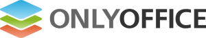 ONLYOFFICE logo featuring three stacked, overlapping layers in blue, green, and orange to the left of the word ‘ONLYOFFICE’ in bold black letters.