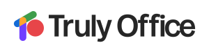 Truly Office logo featuring a modern geometric design with overlapping shapes in blue, orange, green, purple, and red, followed by the text “Truly Office” in black