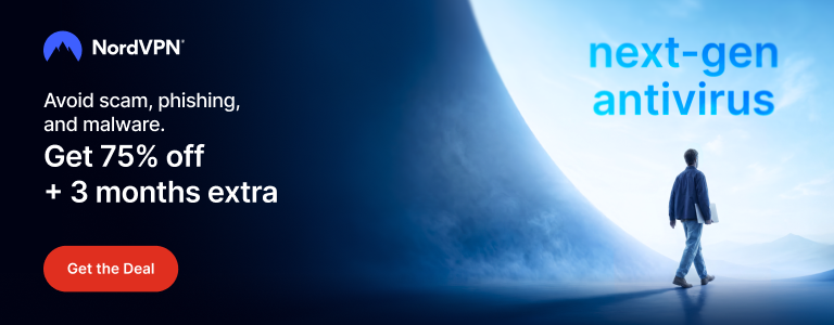 NordVPN banner promoting next-generation antivirus and threat protection for online security