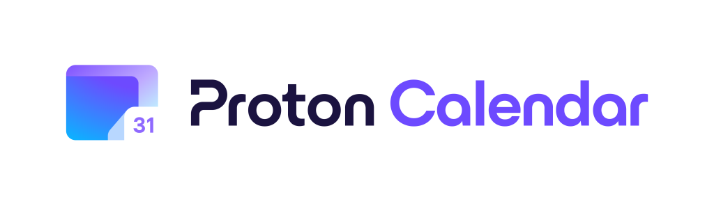 Proton Calendar logo featuring a gradient calendar icon with the number 31 and the text ‘Proton Calendar’ in purple and navy.