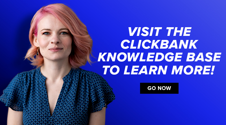 ClickBank promotional graphic encouraging users to explore the ClickBank Knowledge Base for additional learning.