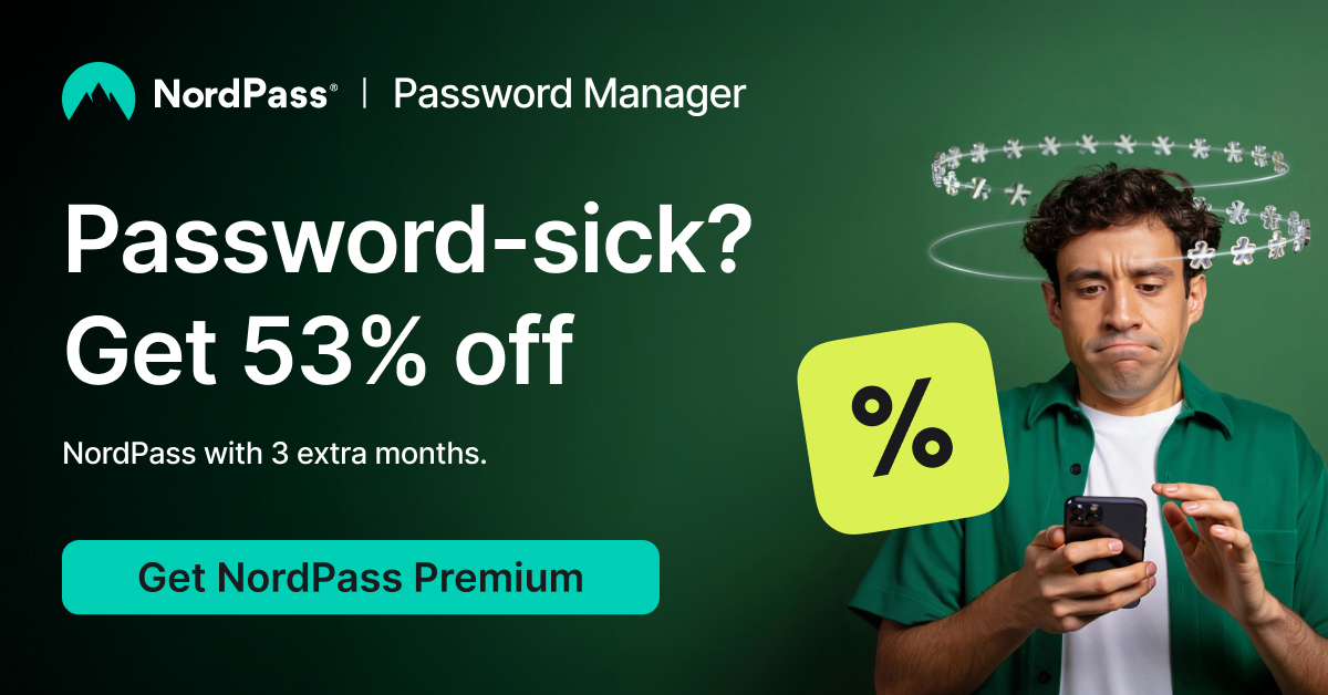 NordPass promotional banner offering a limited-time discount on password manager plans