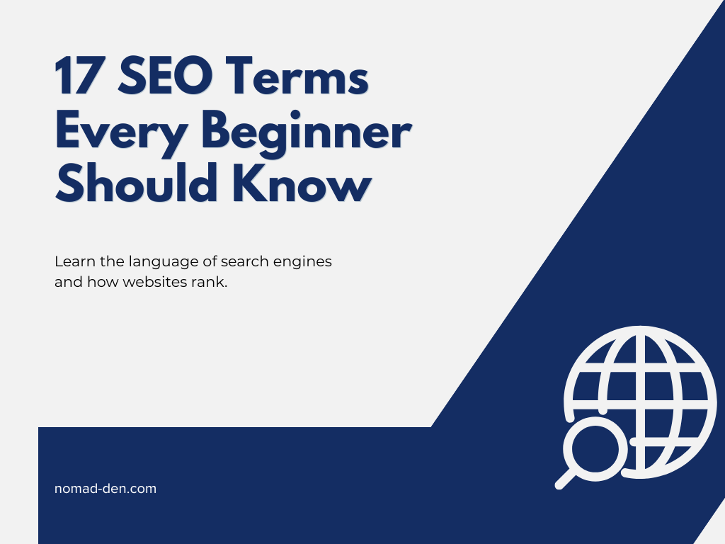 Featured image for a beginner guide explaining 17 essential SEO terms and concepts.