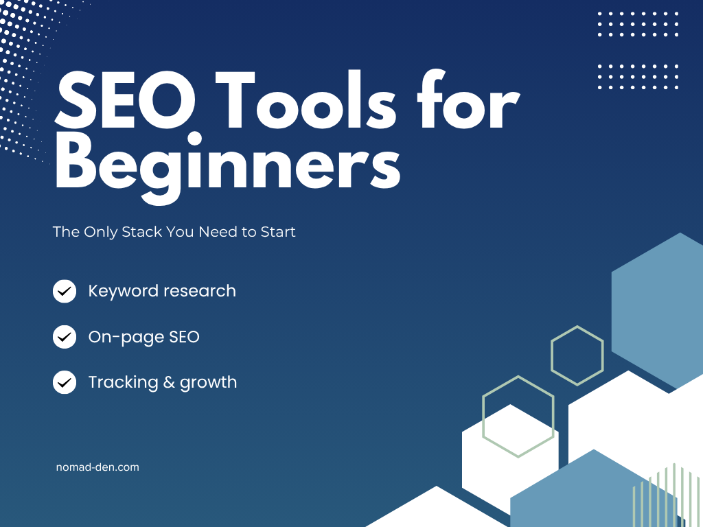 Featured image for SEO tools for beginners showing keyword research, on-page SEO, and tracking basics