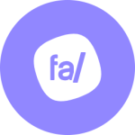 Fathom Analytics logo — white “fa/” lettering inside an irregular white shape on a lavender circular background.